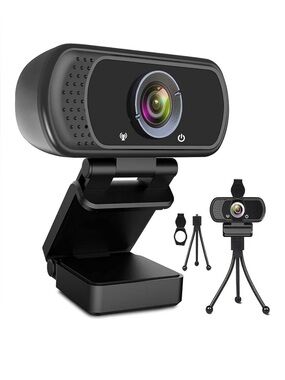 1080p HD Webcam With Tripod & Privacy Cover